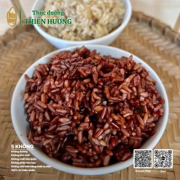 Cơm gạo lứt đỏ 4 tháng dẻo thơm, hạt tơi đều, thực phẩm bổ dưỡng của Thực dưỡng Thiện Hương