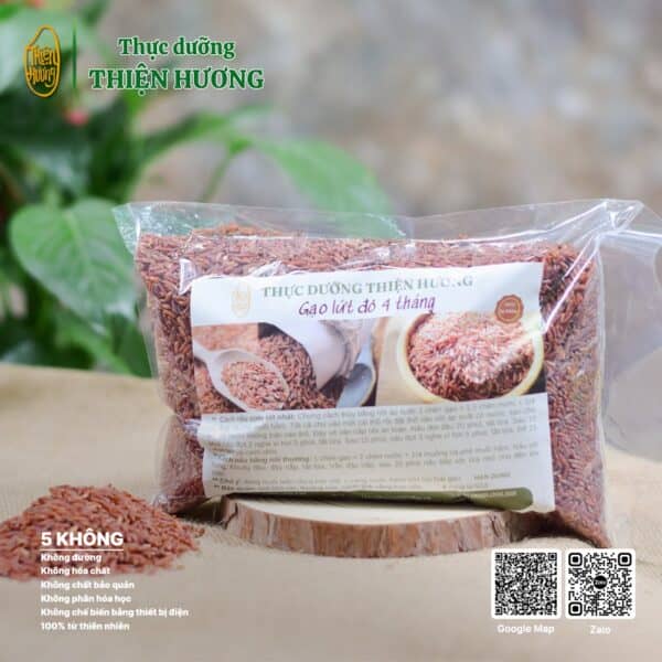 Gạo lứt đỏ 4 tháng Thực dưỡng Thiện Hương đóng gói hút chân không, giữ trọn hương vị