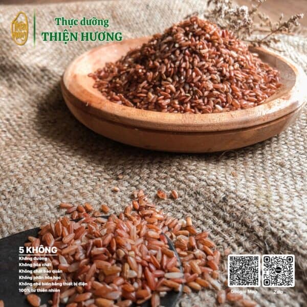 Hạt gạo lứt đỏ 6 tháng sạch, đỏ nâu tự nhiên, an toàn từ Thực dưỡng Thiện Hương.
