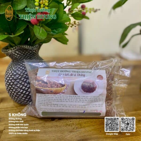 Gạo lứt đỏ 6 tháng Thực dưỡng Thiện Hương túi 500g, nhỏ gọn, tiện lợi.