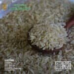 Hạt gạo lứt trắng Đài Thơm Thực dưỡng Thiện Hương chụp rõ nét.