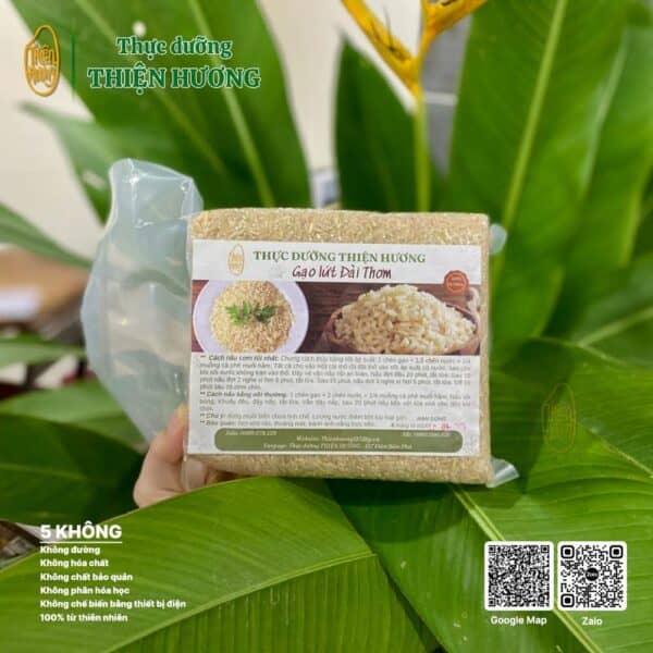 Gạo lứt trắng Đài Thơm Thực dưỡng Thiện Hương – thành phẩm đóng gói.