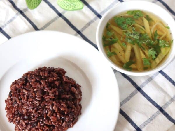 Cơm lứt đậu đỏ + canh