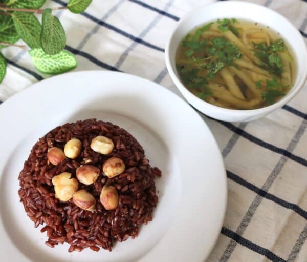 Cơm lứt hạt sen + canh