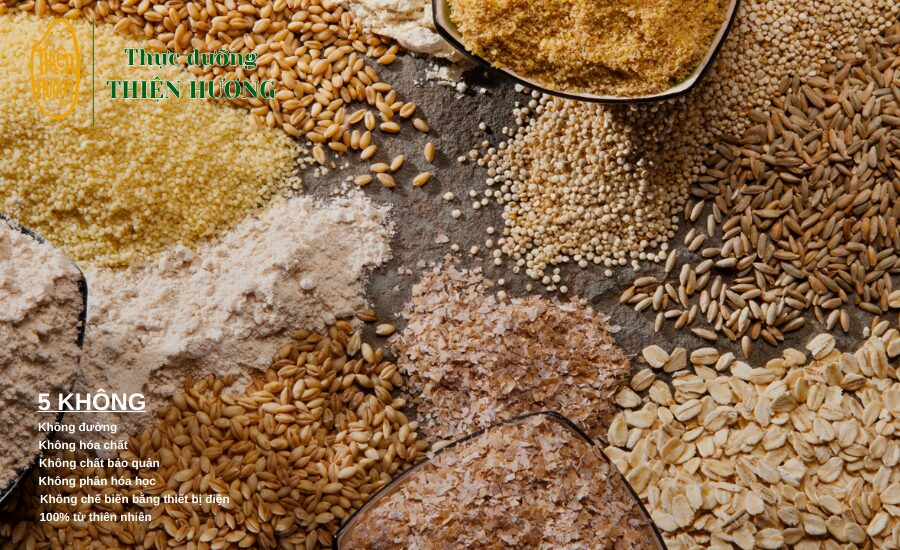 Ngũ cốc nguyên hạt chứa hàm lượng chất xơ cao giúp tăng cường lành mạnh